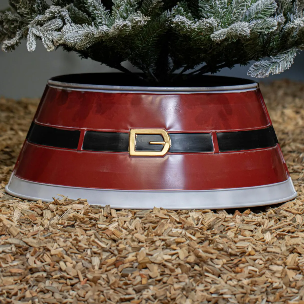 KAEMINGK Cache pied de sapin en métal (D70 cm) Ceinture du Père Noël Rouge Clearance