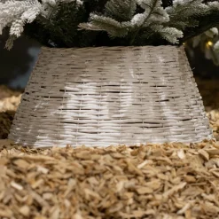 EMINZA Cache pied de sapin en osier (D57 cm) Saule tressé Blanc Outlet