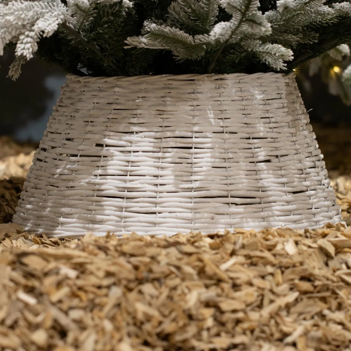 EMINZA Cache pied de sapin en osier (D57 cm) Saule tressé Blanc Outlet