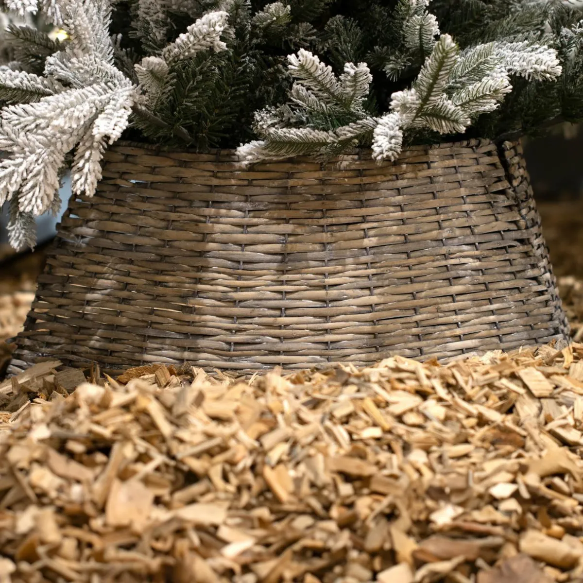 EMINZA Cache pied de sapin en osier (D70 cm) Saule tressé vieilli Gris Best