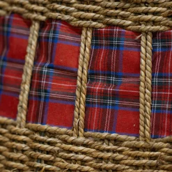 KAEMINGK Cache pied de sapin en osier (D57 cm) Tartan écossais Rouge Discount