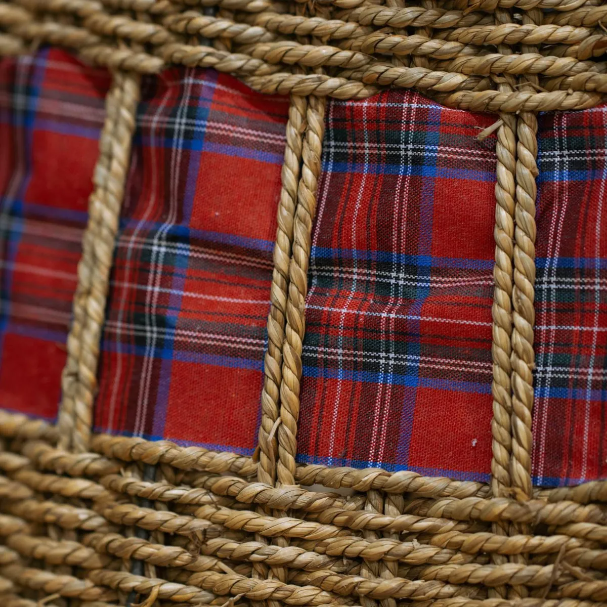 KAEMINGK Cache pied de sapin en osier (D57 cm) Tartan écossais Rouge Discount