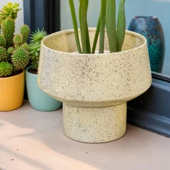 #N/A Cache-pot en métal (H20 cm) Terrazzo Beige New