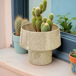 #N/A Cache-pot en métal (H16 cm) Terrazzo Beige