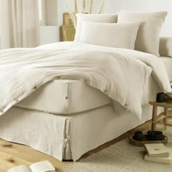EMINZA Cache-sommier Gaze de coton (140 x 190 cm) Gaïa pampa Beige New