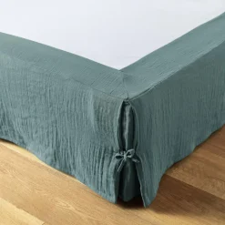 EMINZA Cache-sommier Gaze de coton (160 x 200 cm Gaïa Bleu canard Outlet