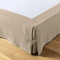 EMINZA Cache-sommier Gaze de coton (180 x 200 cm) Gaïa Ficelle Clearance