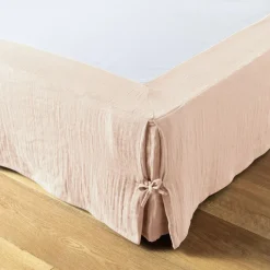 EMINZA Cache-sommier Gaze de coton (140 x 190 cm) Gaïa Rose poudré Sale