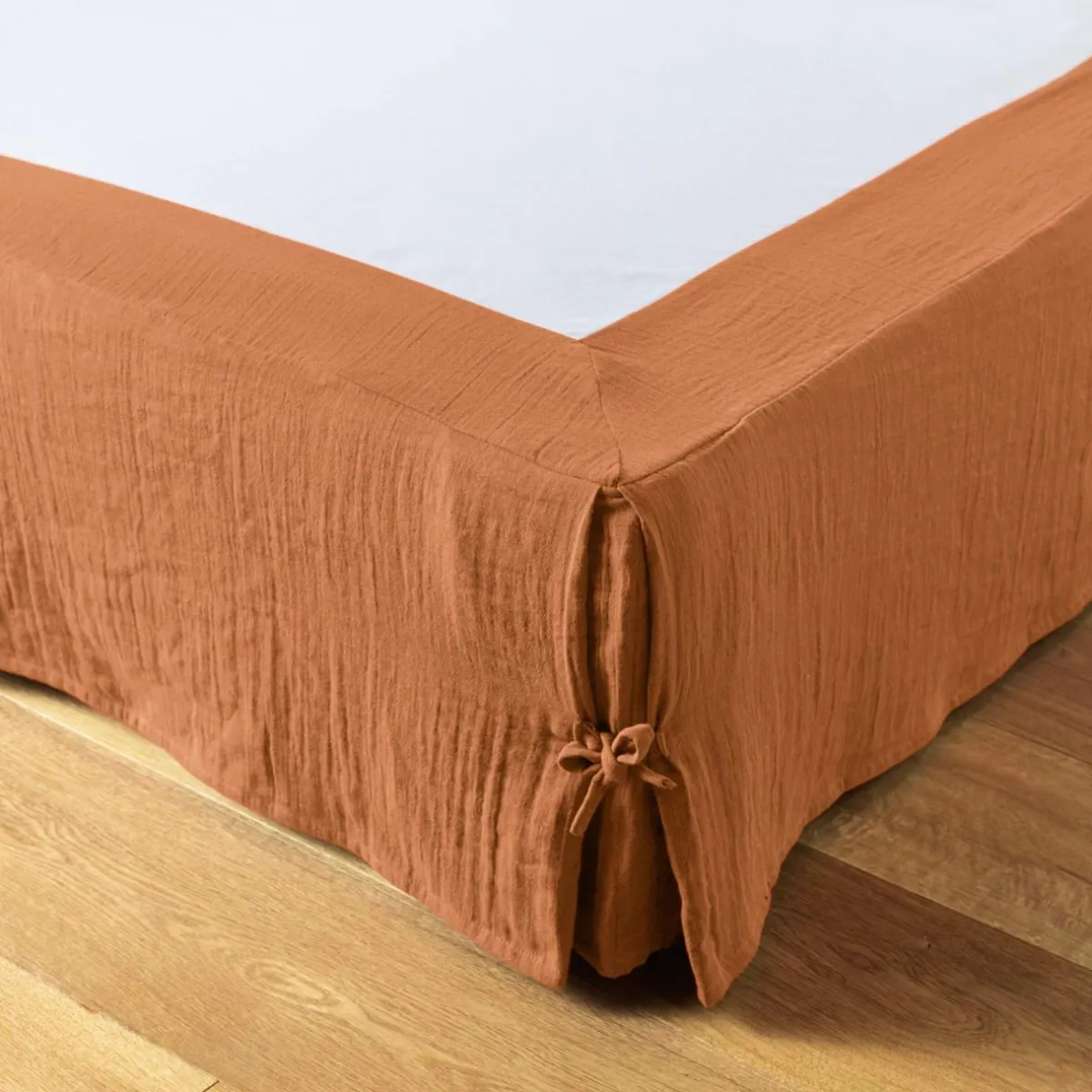 EMINZA Cache-sommier Gaze de coton (140 x 190 cm) Gaïa Abricot Discount
