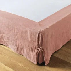 EMINZA Cache-sommier Gaze de coton (160 x 200 cm) Gaïa Rose Pêche Online