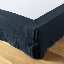 EMINZA Cache-sommier Gaze de coton (180 x 200 cm) Gaïa Bleu nuit