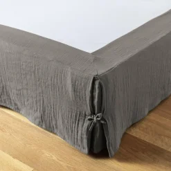 EMINZA Cache-sommier Gaze de coton (90 x 190 cm) Gaïa Gris granit Gris foncé Online