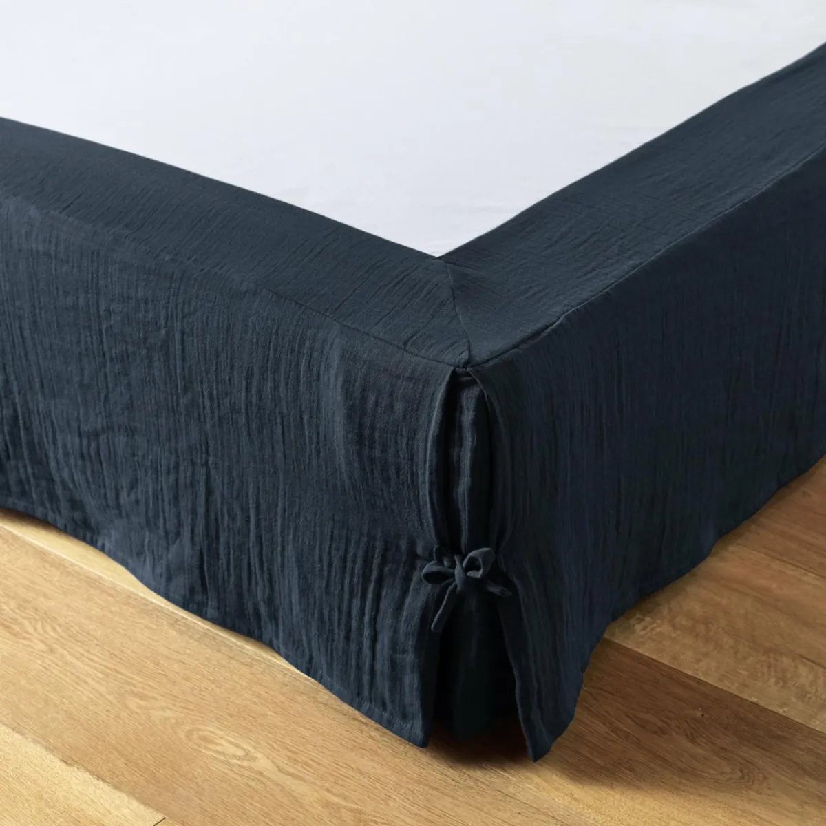 EMINZA Cache-sommier Gaze de coton (160 x 200 cm) Gaïa Bleu nuit New