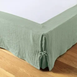 EMINZA Cache-sommier Gaze de coton (180 x 200 cm) Gaïa Vert Eucalyptus Hot