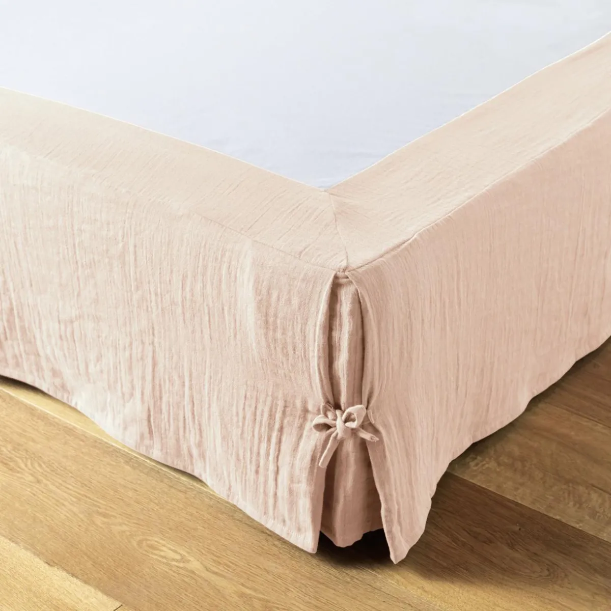 EMINZA Cache-sommier Gaze de coton (160 x 200 cm) Gaïa Rose poudré Sale