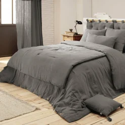 EMINZA Cache-sommier Gaze de coton (160 x 200 cm) Gaïa Gris granit Gris foncé Online
