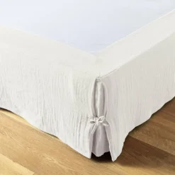 EMINZA Cache-sommier Gaze de coton (90 x 190 cm) Gaïa chantilly Blanc Discount