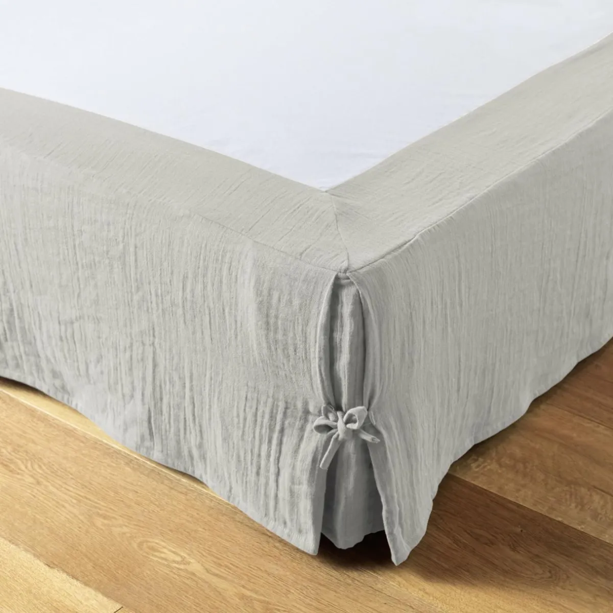 EMINZA Cache-sommier Gaze de coton (90 x 190 cm) Gaïa Gris nuage Gris clair Online