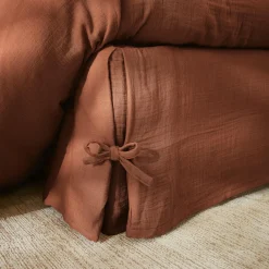 EMINZA Cache-sommier Gaze de coton (140 x 190 cm) Gaïa Terracotta Hot