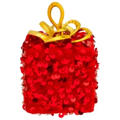 JJA Cadeau de Noël à suspendre (H10 cm) Sequins Rouge New