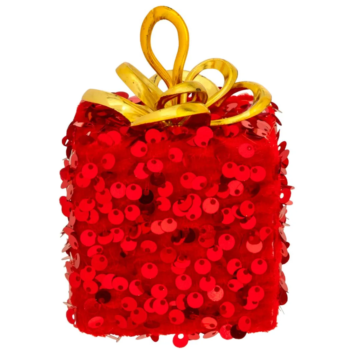 JJA Cadeau de Noël à suspendre (H10 cm) Sequins Rouge New