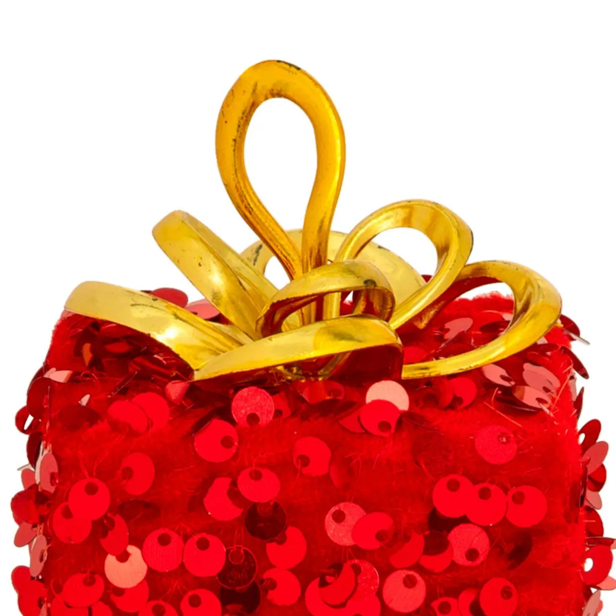 JJA Cadeau de Noël à suspendre (H10 cm) Sequins Rouge New