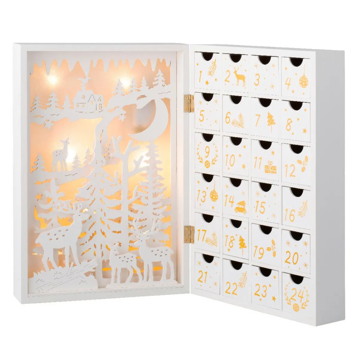 KAEMINGK Calendrier de l'Avent lumineux à remplir Paysage de Noël Nordique Blanc Online