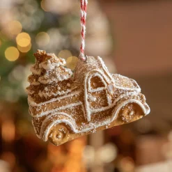 KAEMINGK Camionnette de Noël à suspendre (H7 cm) Pain d'épices gourmand Marron Sale