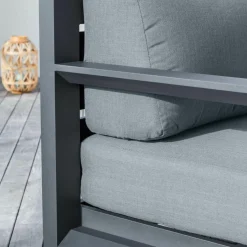 MOBELLIA Canapé de jardin en aluminium 2 places Elba Gris Anthracite Clearance