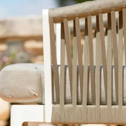MOBELLIA Canapé de jardin en aluminium 2 places Amalfi Blanc et taupe Blanc - Taupe New