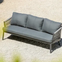 MOBELLIA Canapé de jardin en aluminium 3 places Amalfi Gris Anthracite
