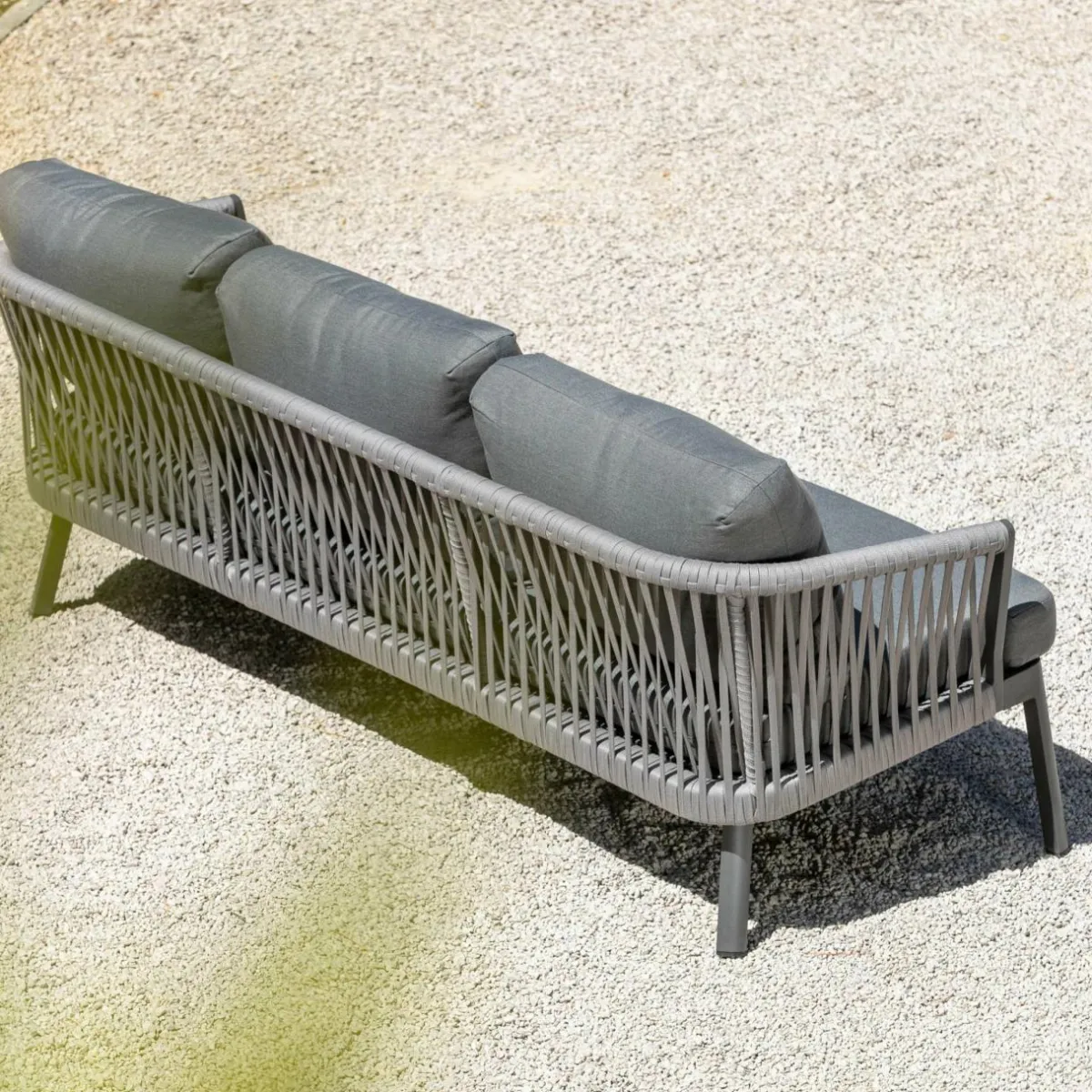 MOBELLIA Canapé de jardin en aluminium 3 places Amalfi Gris Anthracite
