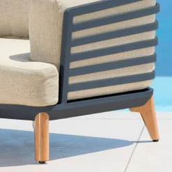 MOBELLIA Canapé de jardin en aluminium 2 places Monte Carlo Gris anthracite et beige Anthracite - Beige Clearance