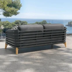 MOBELLIA Canapé de jardin en aluminium 2 places Monte Carlo Gris Anthracite Online