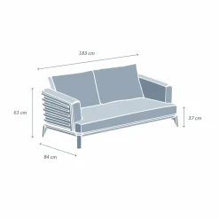 MOBELLIA Canapé de jardin en aluminium 2 places Monte Carlo Gris Anthracite Online
