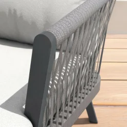 MOBELLIA Canapé de jardin en aluminium 3 places Amalfi Gris anthracite et gris clair Anthracite - Gris Clair Hot