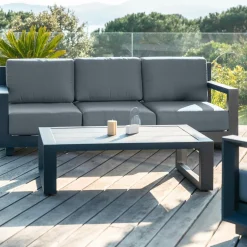 MOBELLIA Canapé de jardin en aluminium 3 places Elba Gris Anthracite Online