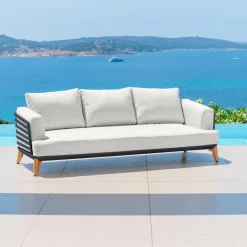 MOBELLIA Canapé de jardin en aluminium 3 places Monte Carlo Gris anthracite et gris clair Anthracite - Gris Clair Online
