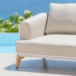 MOBELLIA Canapé de jardin en aluminium 2 places Monte Carlo Blanc et taupe Blanc - Taupe