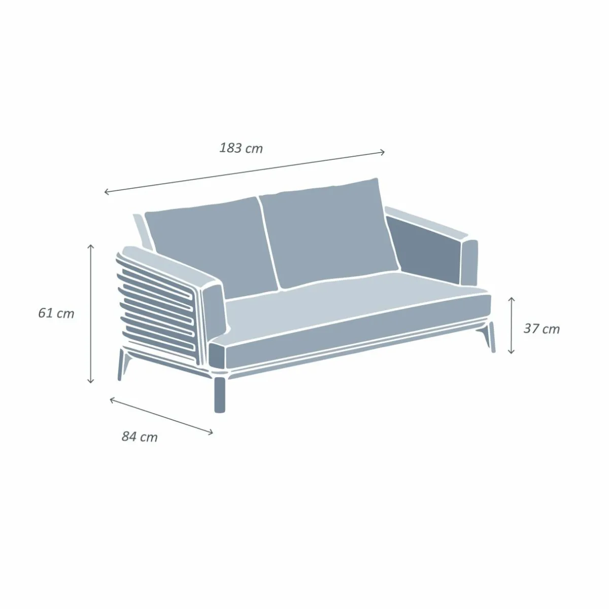 MOBELLIA Canapé de jardin en aluminium 2 places Monte Carlo Blanc et taupe Blanc - Taupe