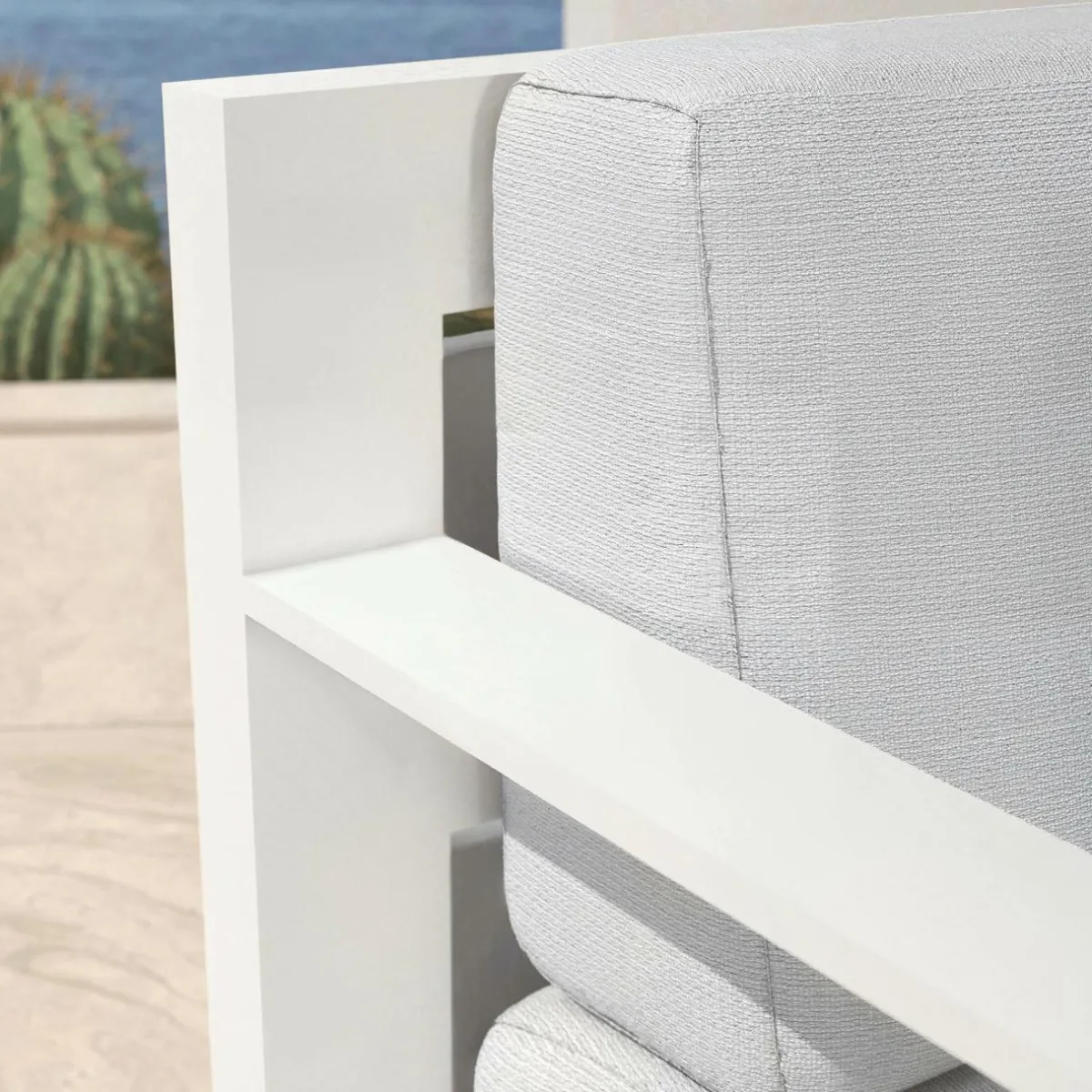 MOBELLIA Canapé de jardin en aluminium 3 places Elba Blanc et gris clair Blanc - Gris Clair