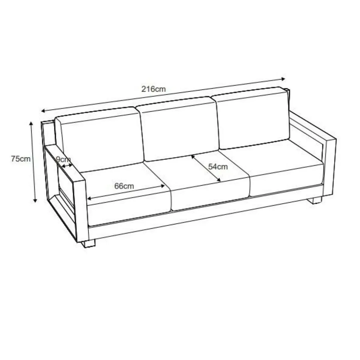MOBELLIA Canapé de jardin en aluminium 3 places Elba Blanc et beige Blanc - Beige Best