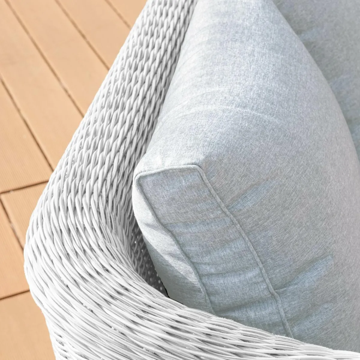 MOBELLIA Canapé de jardin en résine tressée 2 places Calvi Blanc et gris clair Tressé Blanc - Gris clair Best