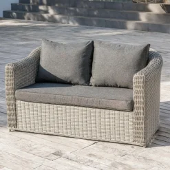 MOBELLIA Canapé de jardin en résine tressée 2 places Calvi Gris et gris foncé Tressé Gris - Anthracite Best