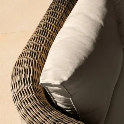 MOBELLIA Canapé de jardin en résine tressée 3 places Calvi Sépia et taupe Tressé Sepia - Taupe New