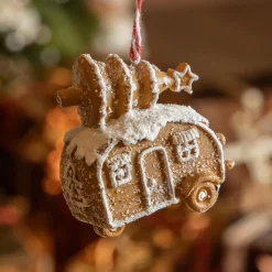 KAEMINGK Caravane de Noël à suspendre (H7 cm) Pain d'épices gourmand Marron New