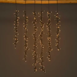 KAEMINGK Cascade lumineuse 1 m 600 Micro LED câble noir 6 descentes Blanc chaud Blanc Chaud - câble noir Hot
