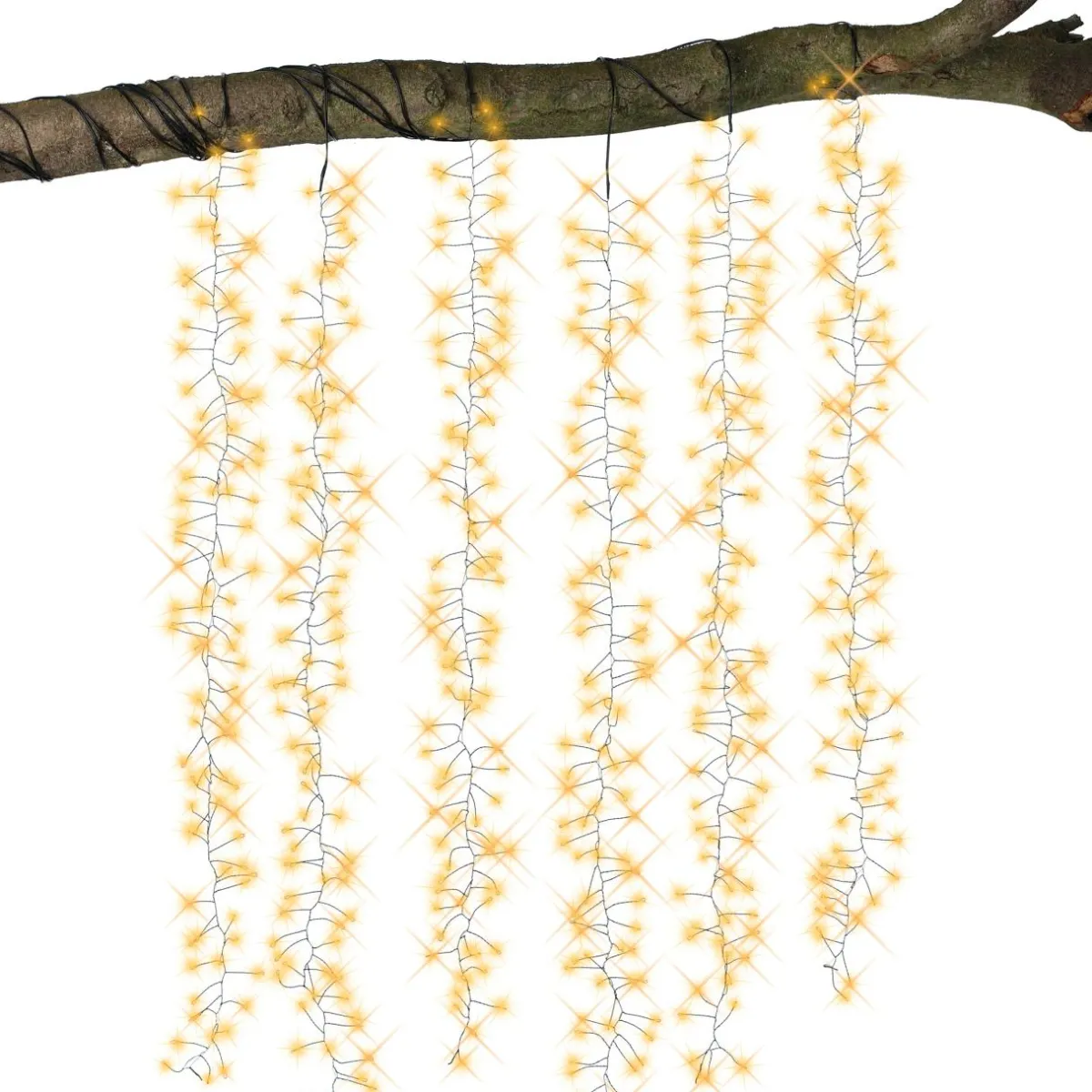 KAEMINGK Cascade lumineuse 1 m 600 Micro LED câble noir 6 Descentes Blanc chaud doré Blanc chaud doré - câble noir Hot
