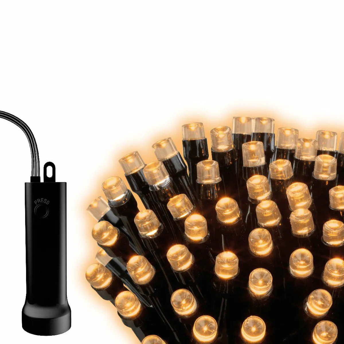 KAEMINGK Cascade lumineuse à piles 2 m 512 LED câble noir Durawise Blanc chaud Hot