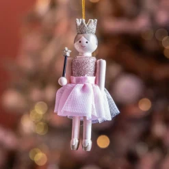 KAEMINGK Casse-noisette à suspendre (H12 cm) Fée princesse Rose Discount
